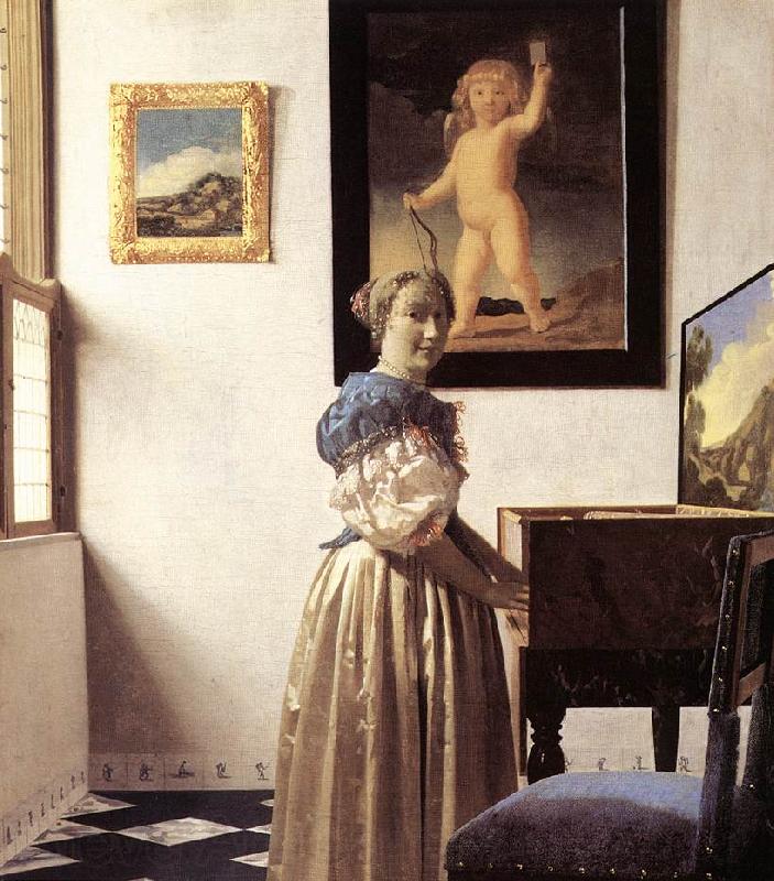 Jan Vermeer Lady Standing at Virginal Norge oil painting art